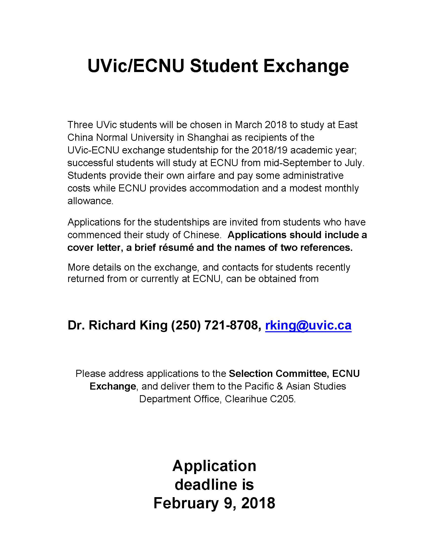 UVic ECNU Student Exchange 2018